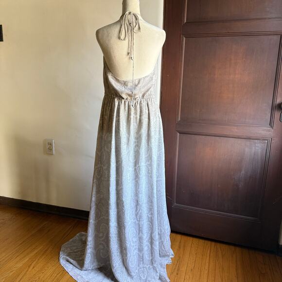 TJD The Jetset Diaries | Medusa Gray and cream halter neck Tie waist Maxi Small - Picture 4 of 7